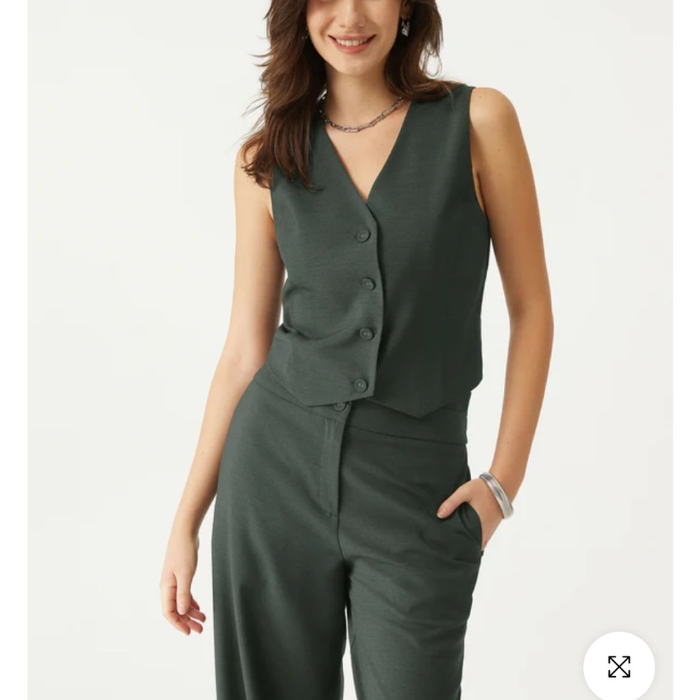 OGL Green Tailored V-Neck Top